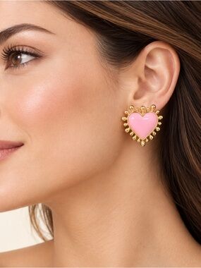Heart Gold-Tone Sunburst Statement Earrings